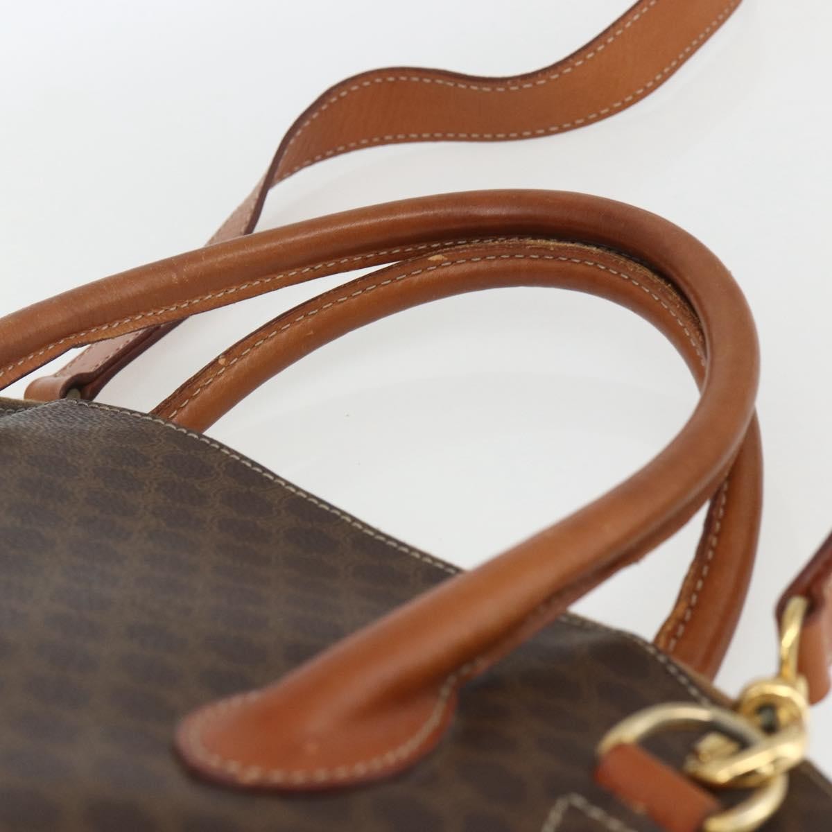 Celine Vintage Macadam Handbag Canvas and Leather, BROWN, CANVAS, Handbag