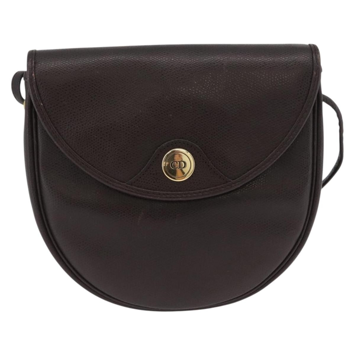 Christian Dior Vintage CD Logo Shoulder Bag Leather, BROWN, LEATHER, Shoulder bag