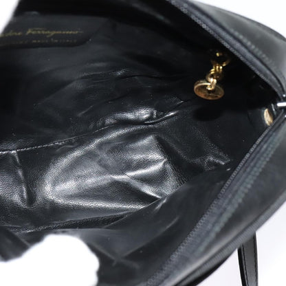 Salvatore Ferragamo Vala Shoulder Bag Leather, BLACK, LEATHER, Shoulder bag