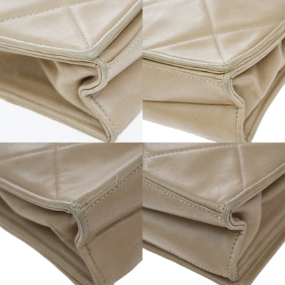 Chanel Diamond CC Flap Bag Quilted Lambskin, Beige, Leather, Shoulder Bag