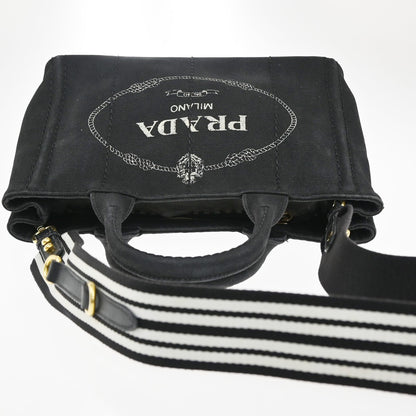 Prada Canapa Convertible Tote Canvas, BLACK, CANVAS, Tote bag