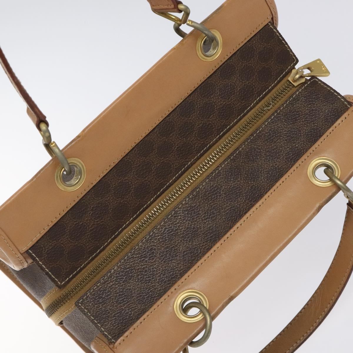 Celine Vintage Macadam Handbag Canvas and Leather, Brown, Canvas, Handbag