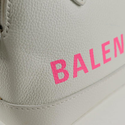 Balenciaga Logo Ville Bag Leather, WHITE, LEATHER, Handbag