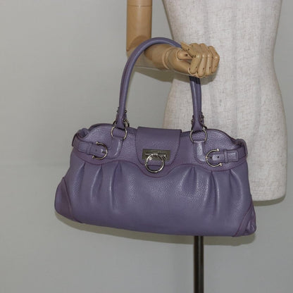 Salvatore Ferragamo Marisa Satchel Leather, PURPLE, LEATHER, Handbag