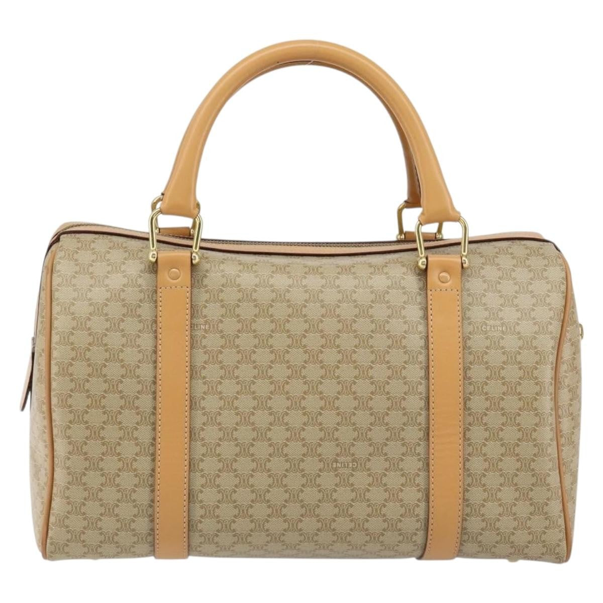 Celine Vintage Duffle Bag Macadam Coated Canvas, BEIGE, CANVAS, Travel bag