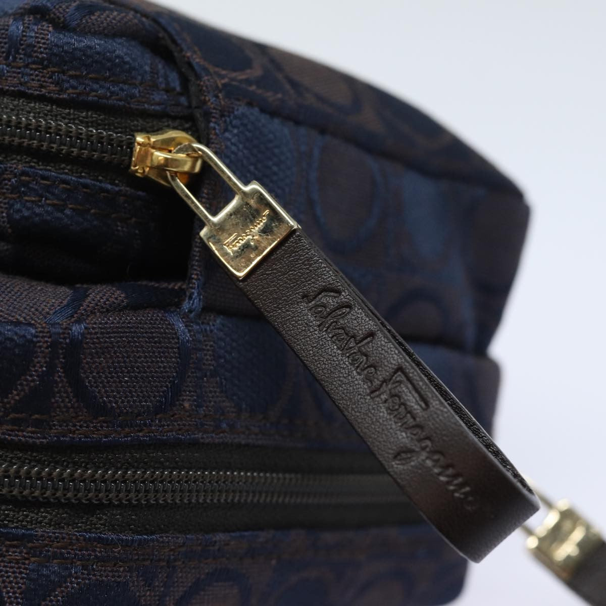 Salvatore Ferragamo Gancini mini handbag Canvas, NAVY, CANVAS, Handbag