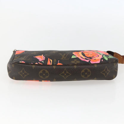 Louis Vuitton Pochette Accessoires Limited Edition Monogram Roses, BROWN, CANVAS, Clutche & pouche