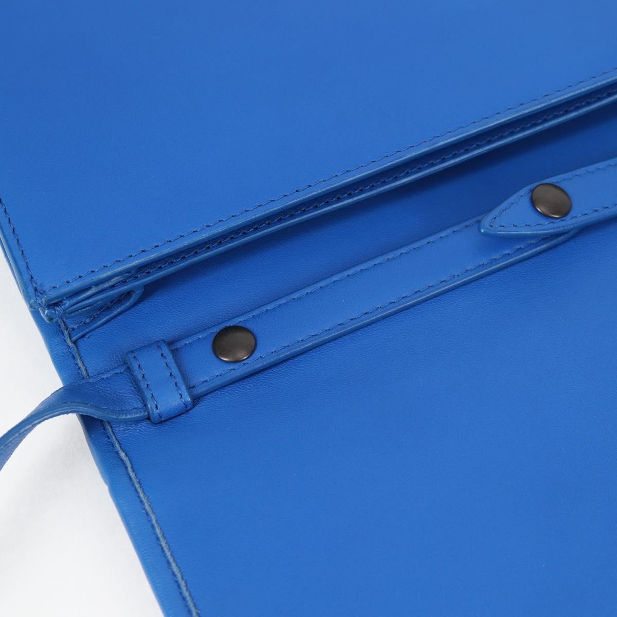Bottega Veneta Clip Flap Bag Leather, Blue, Leather, Shoulder Bag