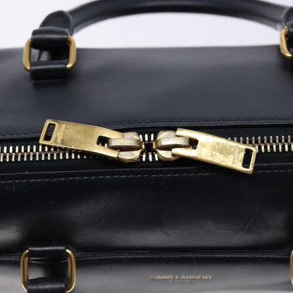 Saint Laurent Classic Baby Duffle Bag Leather, NAVY, LEATHER, Handbag