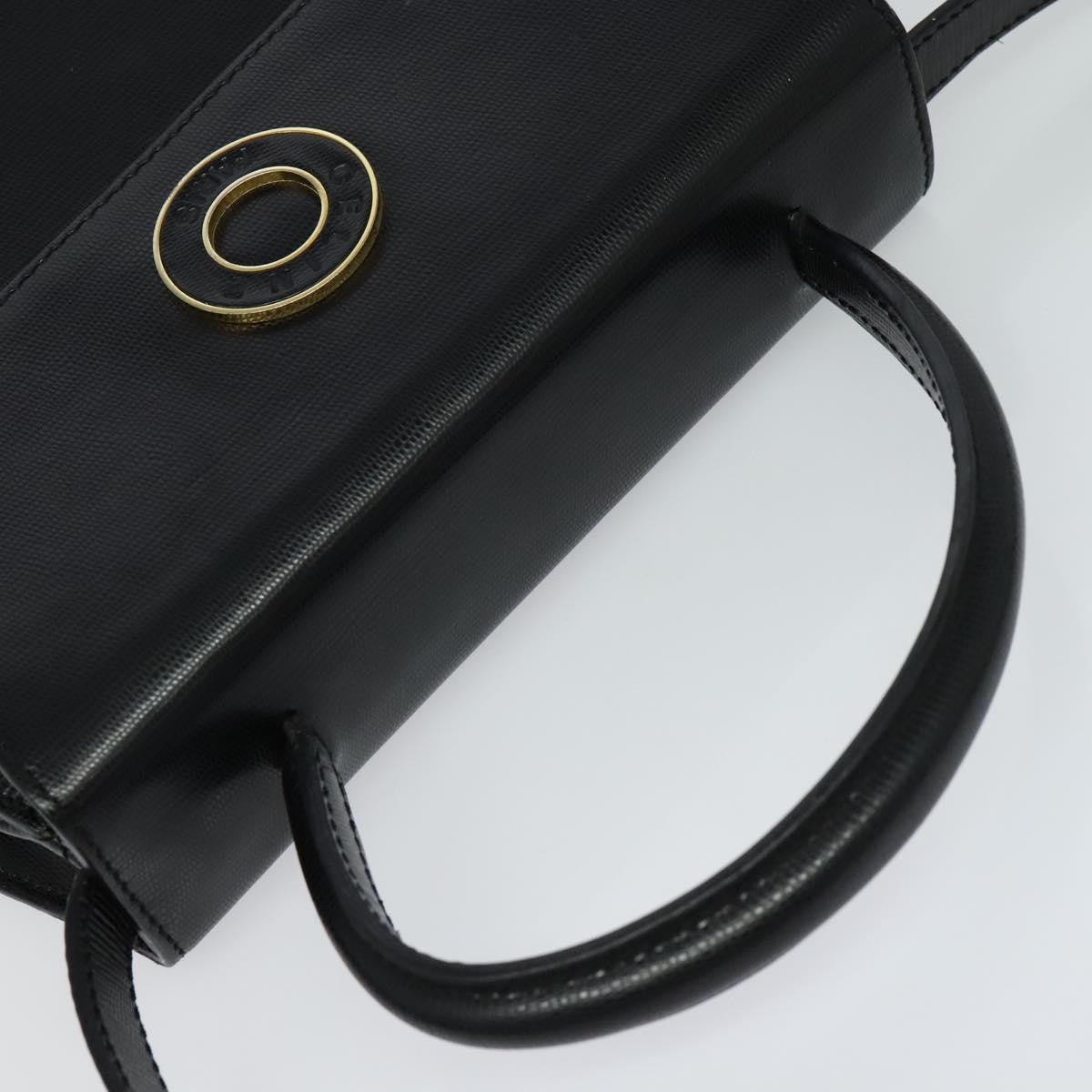 Celine Circle Logo Handbag Leather, BLACK, LEATHER, Handbag