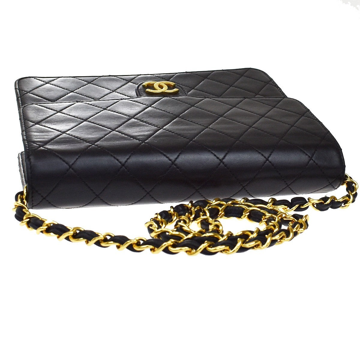 Chanel Vintage Square Classic Flap Bag Quilted Lambskin, BLACK, LEATHER, Shoulder bag