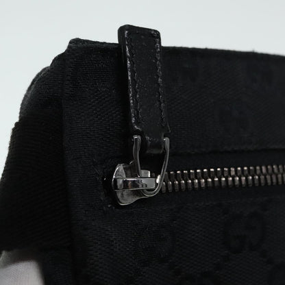 Gucci Vintage Double Belt Bag GG Canvas with Leather, BLACK, CANVAS, Clutche & pouche