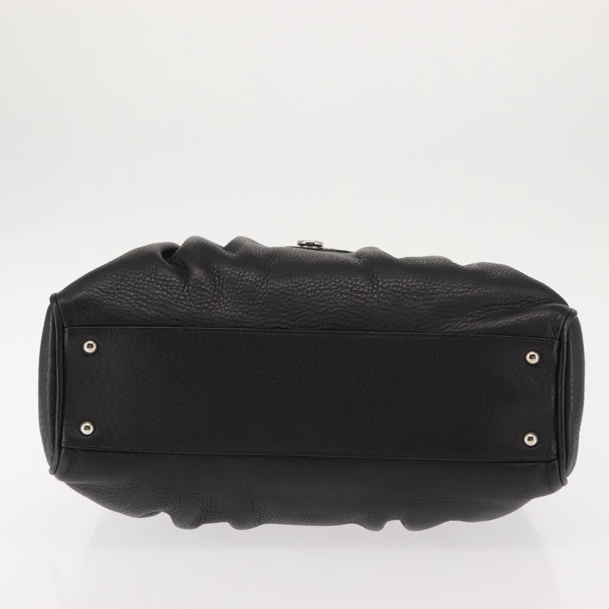 Salvatore Ferragamo Gancini Buckle Shoulder Bag Leather, BLACK, LEATHER, Shoulder bag