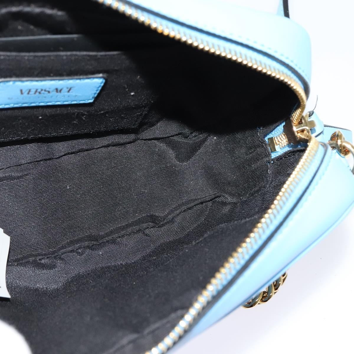 Versace Medusa Icon Front Slip Pocket Camera Bag Quilted Leather, BLUE, LEATHER, Crossbody bag