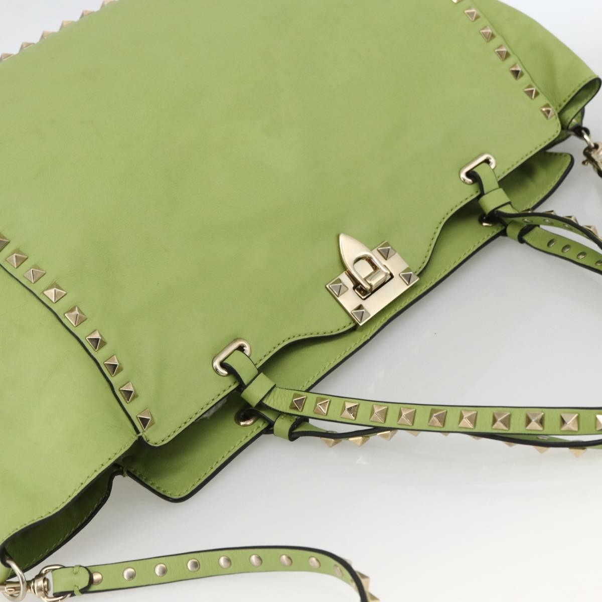 Valentino Garavani Rockstud Tote Textured Leather, GREEN, LEATHER, Tote bag