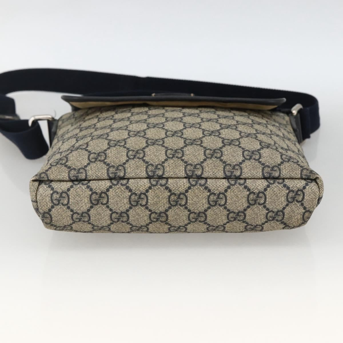 Gucci Flap Messenger GG Coated Canvas, Navy, Canvas, Shoulder Bag