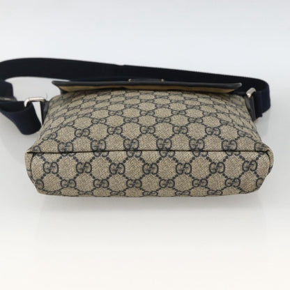 Gucci Flap Messenger GG Coated Canvas, Navy, Canvas, Shoulder Bag