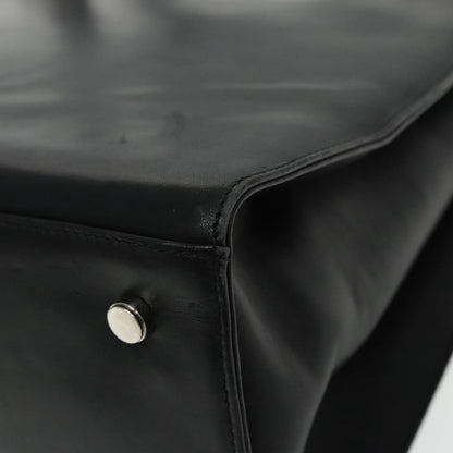 Salvatore Ferragamo Gancini Shoulder Bag Leather, BLACK, LEATHER, Tote bag