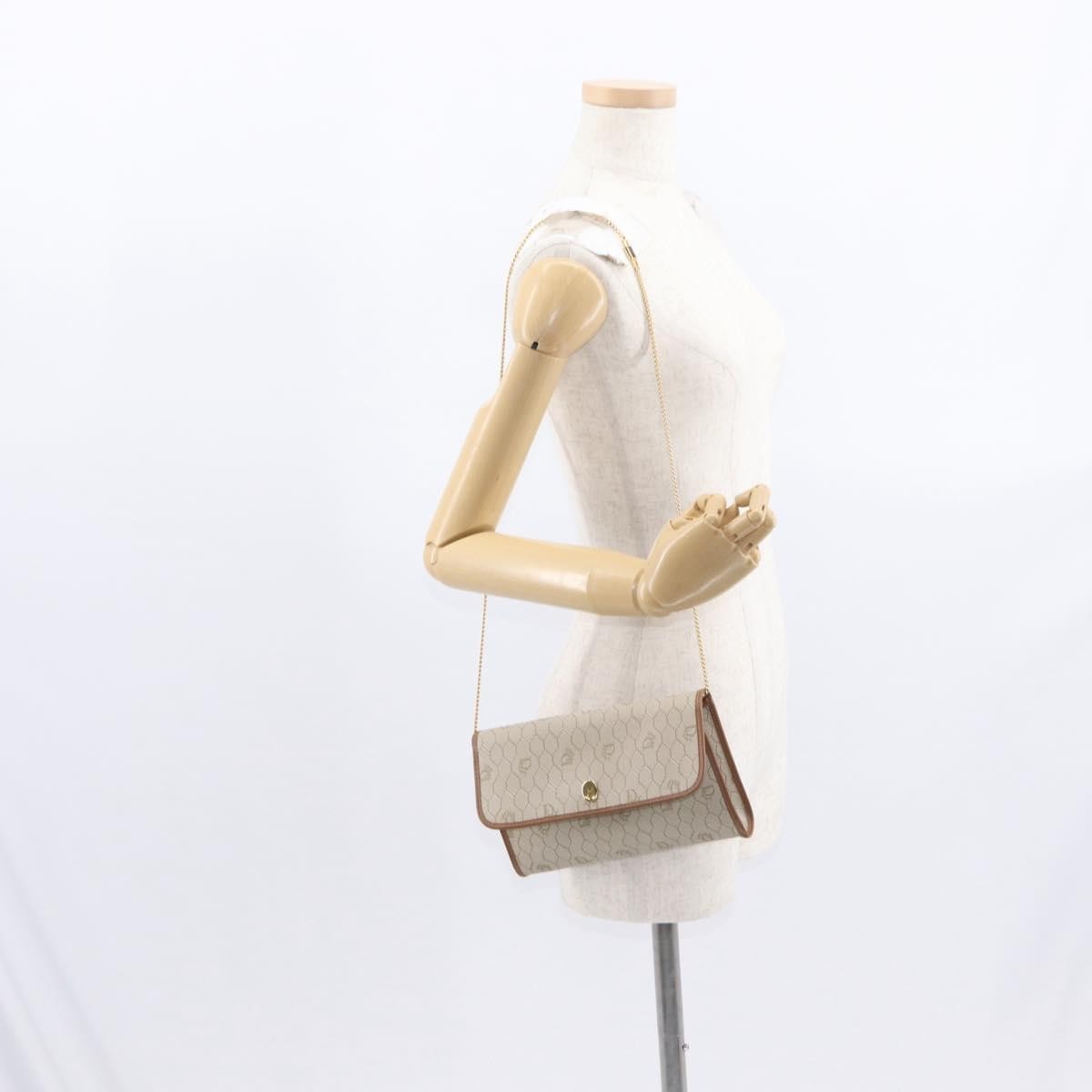 Christian Dior Vintage Honeycomb Flap Crossbody Bag Coated Canvas, BEIGE, CANVAS, Shoulder bag