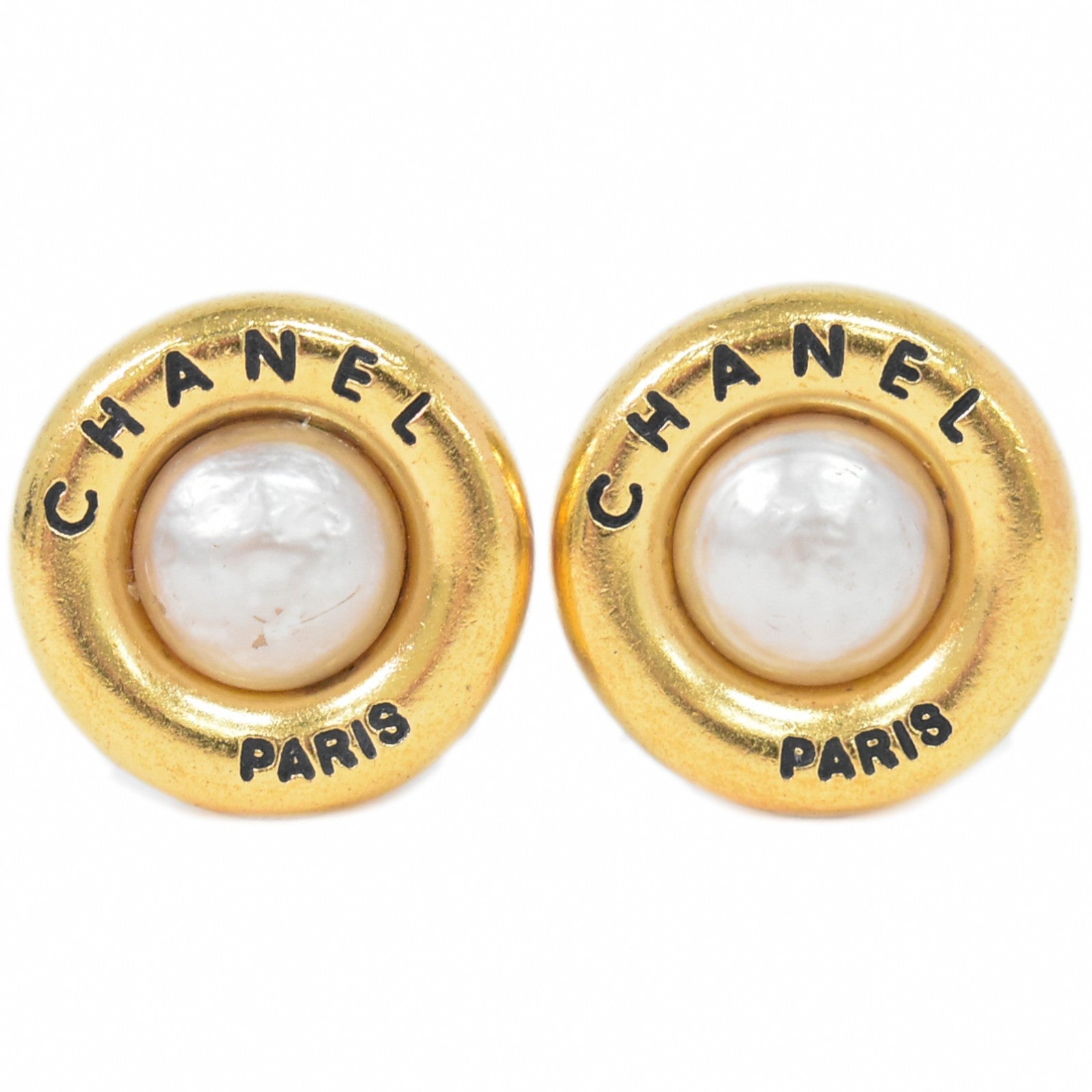 Chanel CC Hoop Clip-On Earrings Crystal Embellished Metal, GOLD, GOLD_PLATED, Earrings