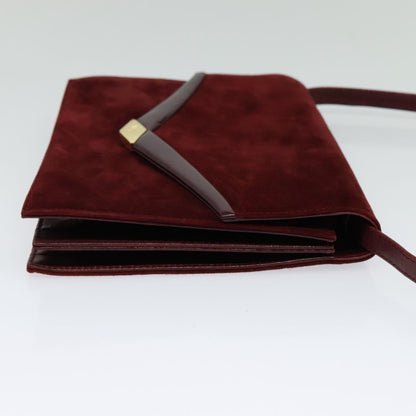 Salvatore Ferragamo Flap Shoulder Bag Suede, BURGUNDY, SUEDE, Shoulder bag