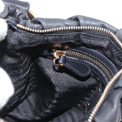 Prada Lux Chain Strap Hobo Soft Calf, BLACK, LEATHER, Shoulder bag