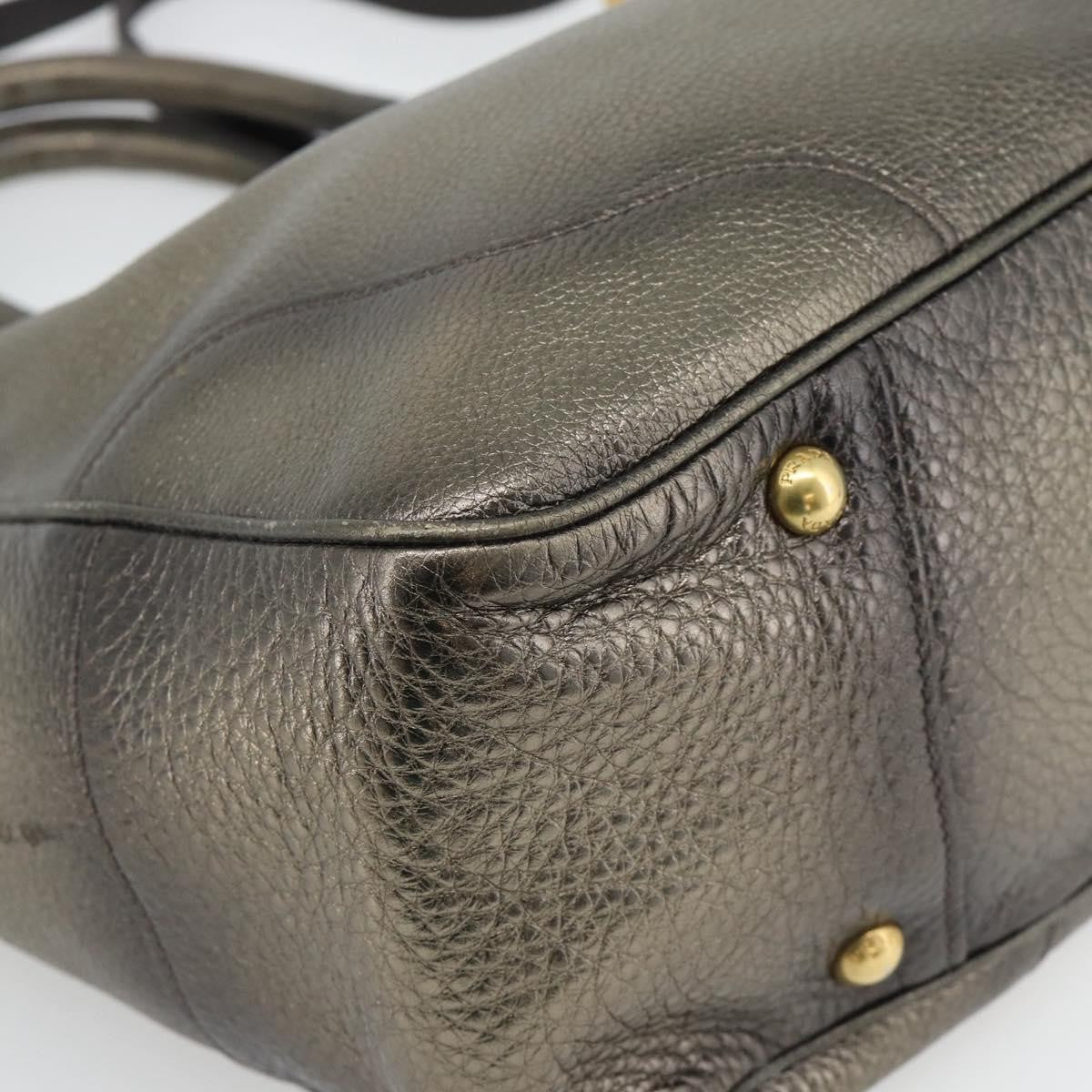 Prada Braided Handle Open Tote Vitello Daino, Gold, Leather, Tote Bag