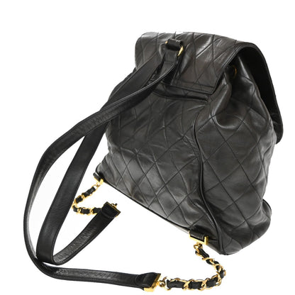 Chanel Vintage CC Flap Backpack Quilted Lambskin, BROWN, LEATHER, Backpack