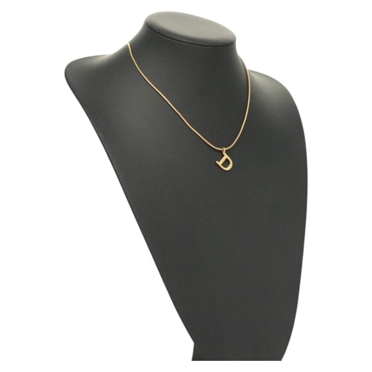 Christian Dior D logo Pendant Necklace Metal, GOLD, METAL, Necklace