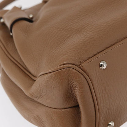 Salvatore Ferragamo Gancini handbag Leather, BROWN, LEATHER, Handbag