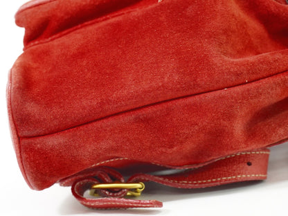 Gucci Gucci bamboo backpack daim, RED, SUEDE, Backpack