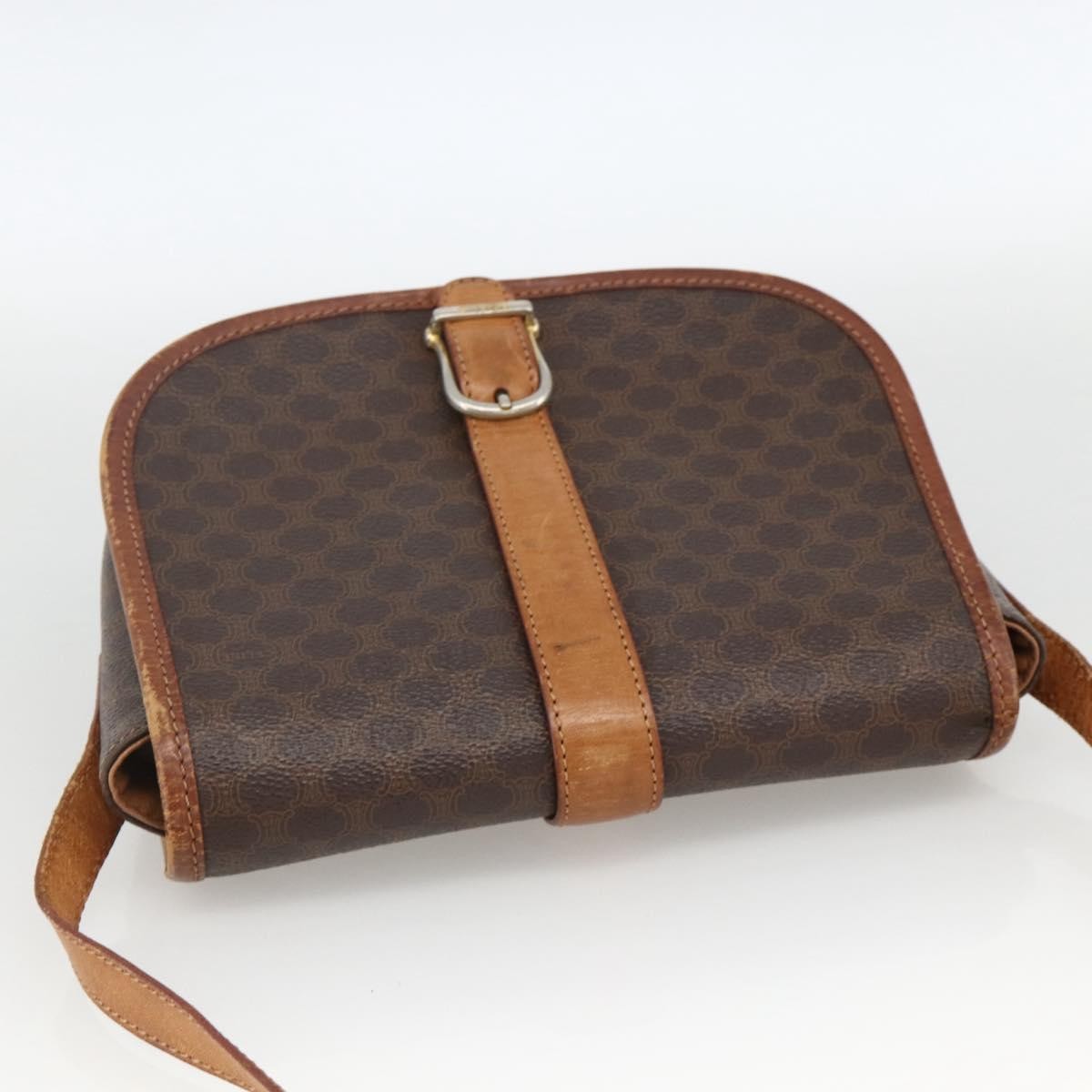 Celine Vintage Macadam Shoulder Bag Canvas and Leather, Brown, Canvas, Shoulder Bag