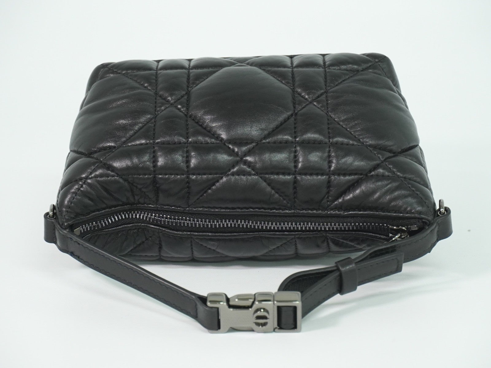 Christian Dior DiorTravel Nomad Pouch Macrocannage Quilt Calfskin, Black, Leather, Clutch