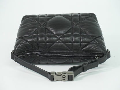 Christian Dior DiorTravel Nomad Pouch Macrocannage Quilt Calfskin, Black, Leather, Clutch