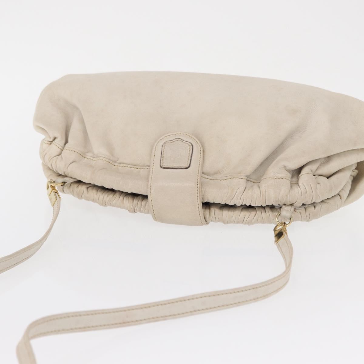 Celine Vintage Shoulder Bag Leather, WHITE, LEATHER, Shoulder bag