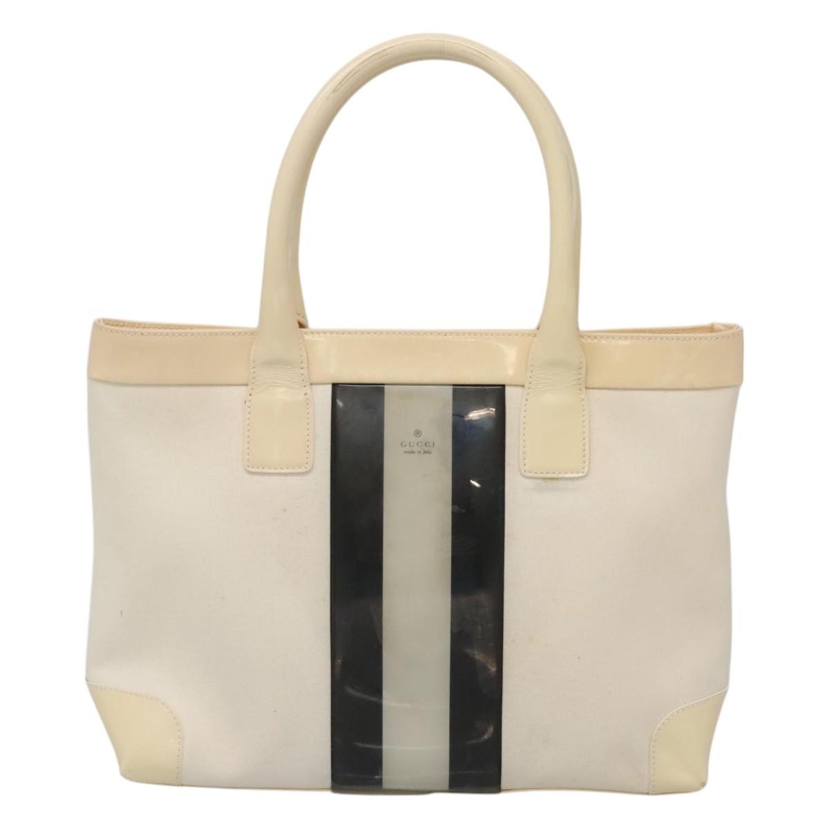 Gucci Sherry Line Tote Canvas, White, Canvas, Tote Bag