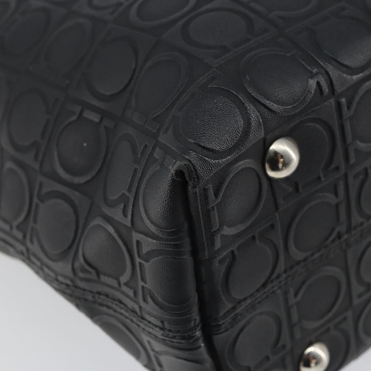 Salvatore Ferragamo Gancini Tote Leather, BLACK, LEATHER, Tote bag