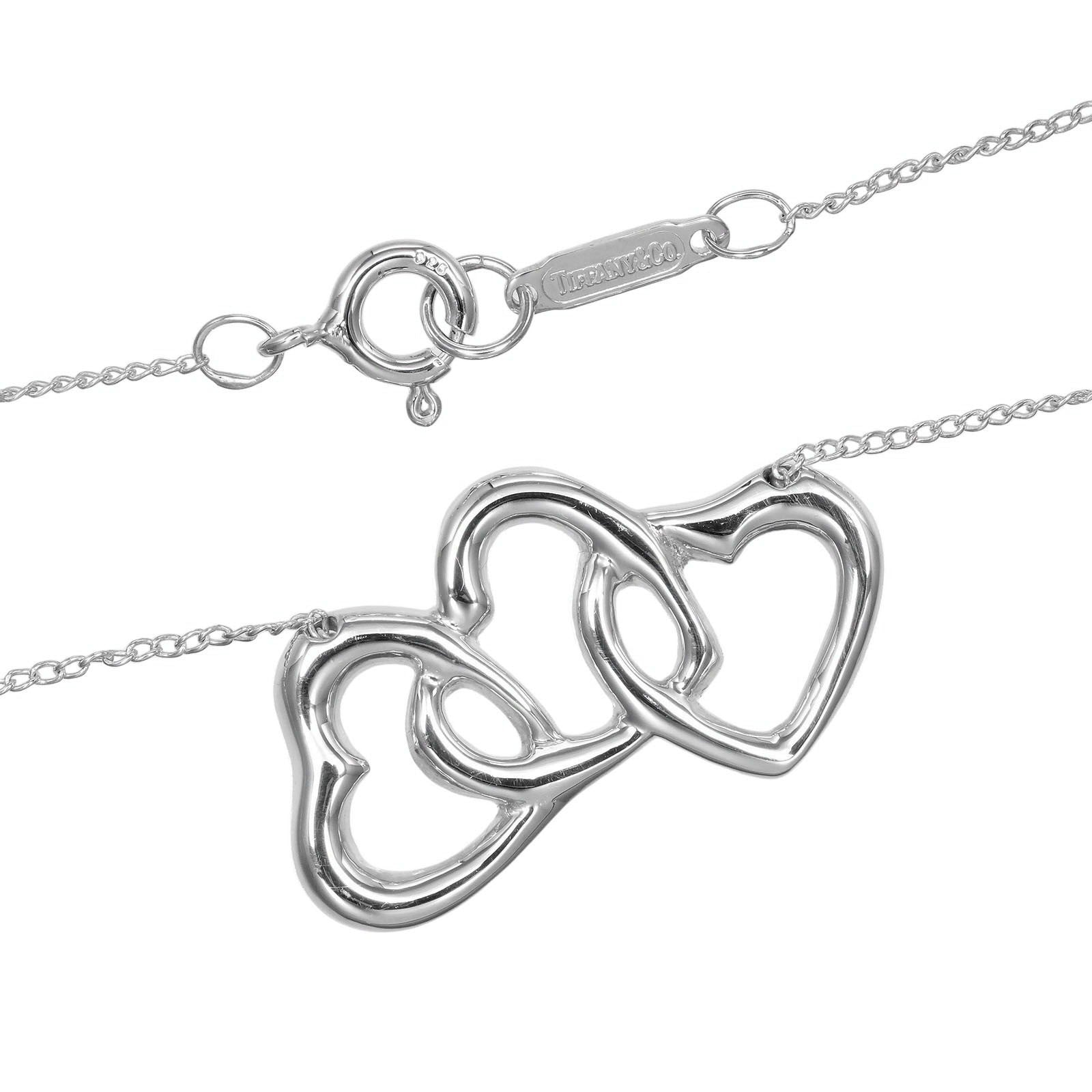Tiffany & Co. Triple Heart Pendant Necklace Sterling Silver, SILVER, SILVER, Necklace