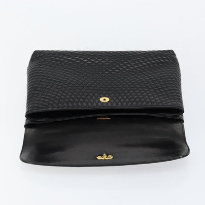 Bally Vintage Handbag Quilted Leather, BLACK, LEATHER, Handbag
