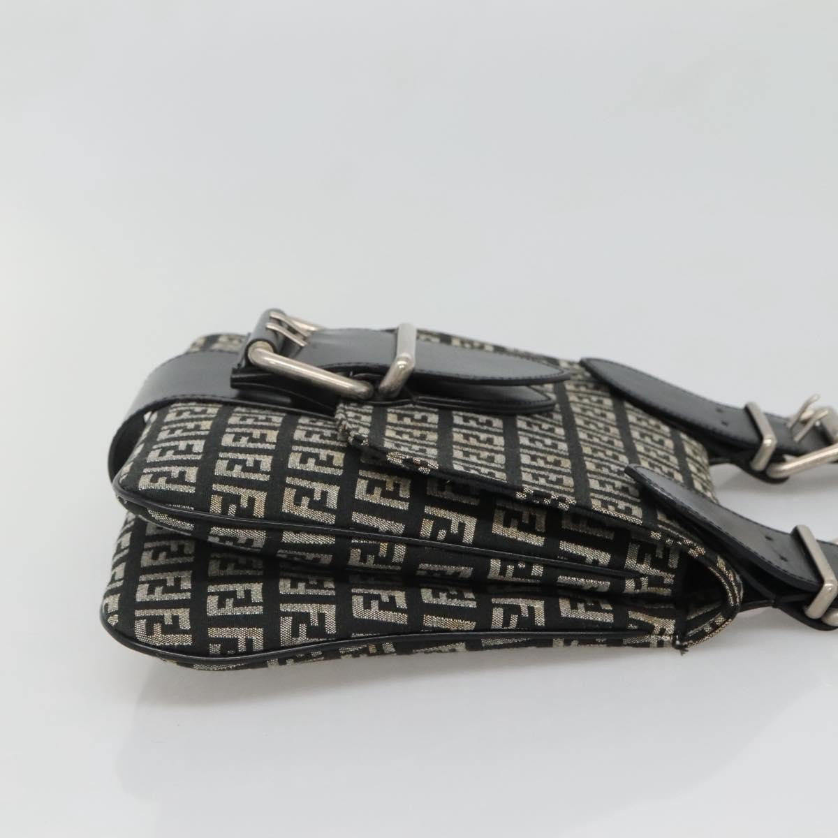 Fendi Buckle Flap Shoulder Bag Zucchino canvas, BLACK, CANVAS, Shoulder bag