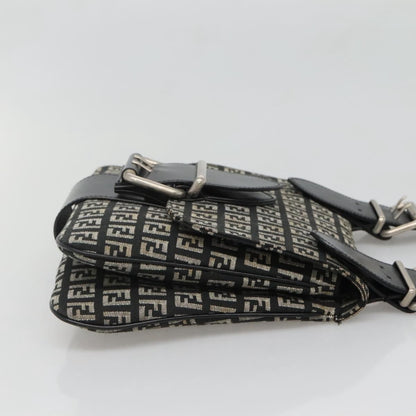 Fendi Buckle Flap Shoulder Bag Zucchino canvas, BLACK, CANVAS, Shoulder bag