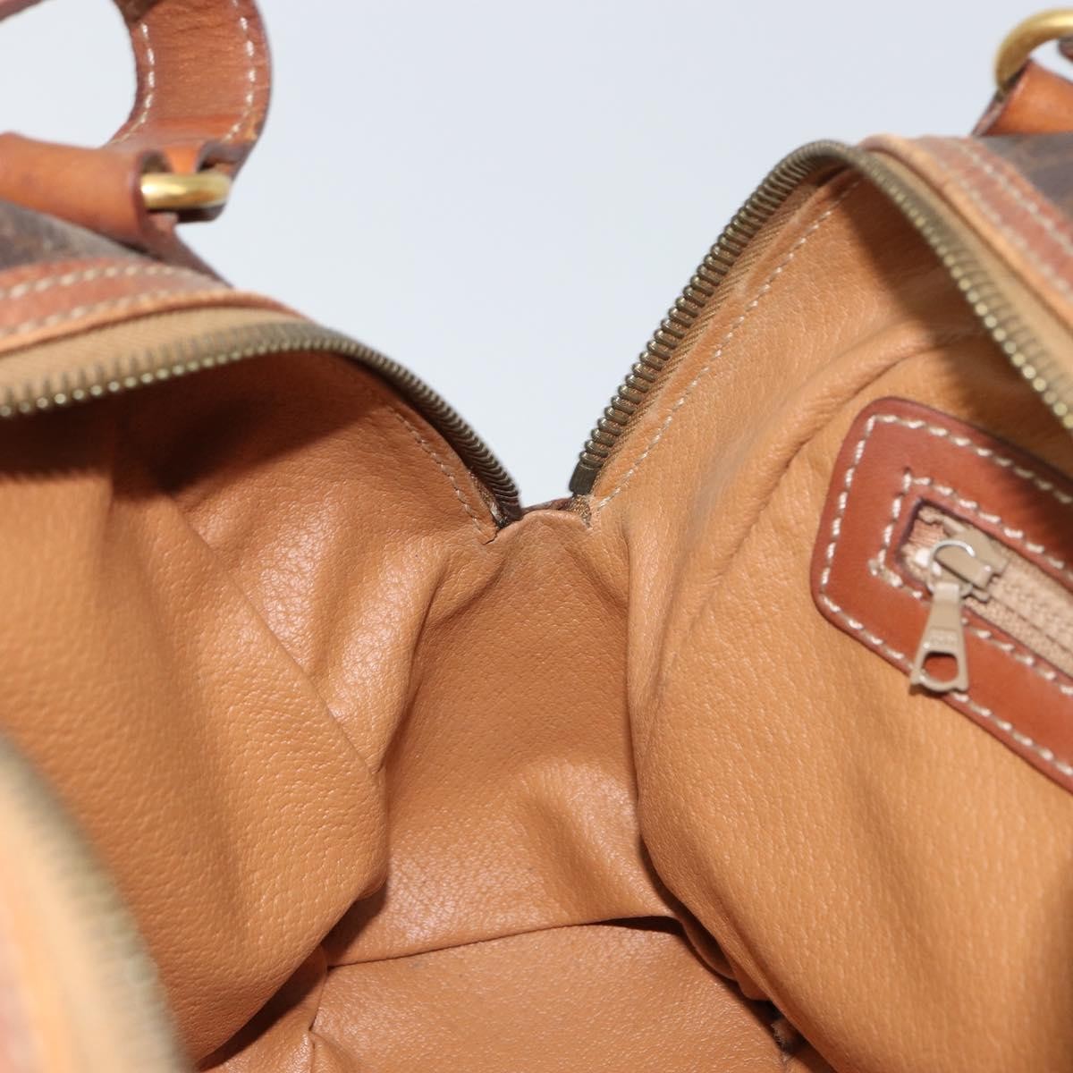 Celine Vintage Macadam Handbag Canvas and Leather, BROWN, CANVAS, Handbag