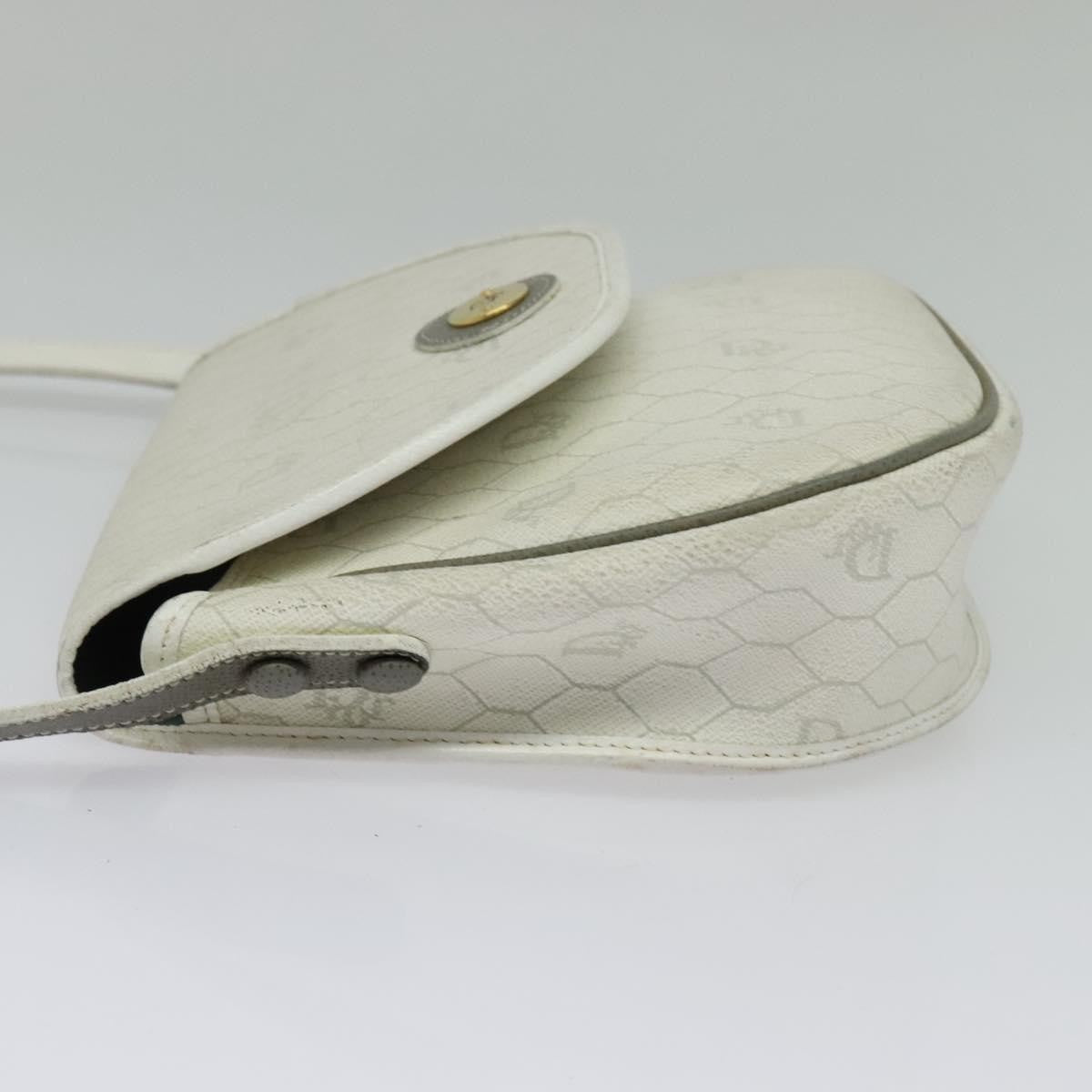 Christian Dior Vintage Honeycomb Flap Crossbody Bag Coated Canvas, WHITE, CANVAS, Crossbody bag