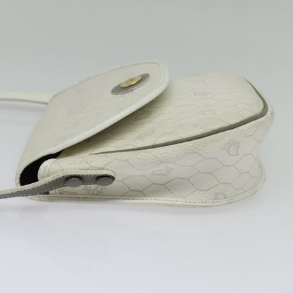 Christian Dior Vintage Honeycomb Flap Crossbody Bag Coated Canvas, WHITE, CANVAS, Crossbody bag