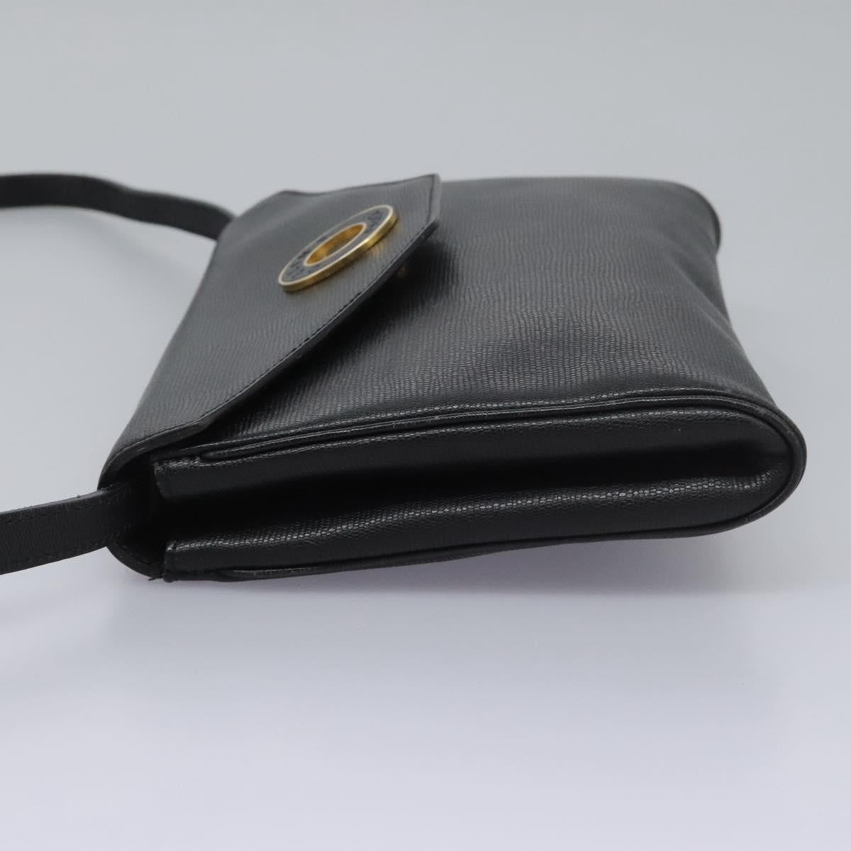 Celine Vintage Circle Logo Crossbody Bag Leather, BLACK, LEATHER, Crossbody bag