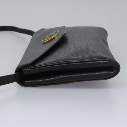Celine Vintage Circle Logo Crossbody Bag Leather, BLACK, LEATHER, Crossbody bag