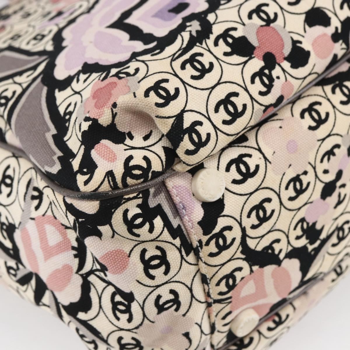 Chanel Vintage Floral Tote Canvas, BEIGE, CANVAS, Tote bag
