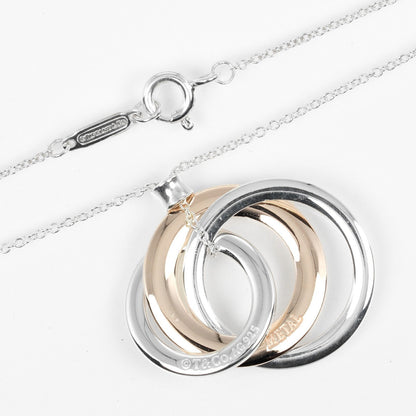 Tiffany & Co. 1837 Interlocking Circles Pendant Necklace Sterling Silver and Rubedo, SILVER, SILVER, Necklace