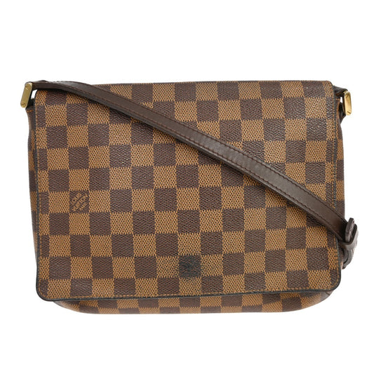 Louis Vuitton Musette Tango Handbag Damier, Brown, Canvas, Shoulder Bag