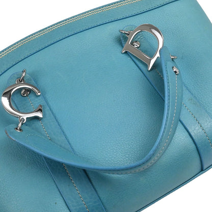 Christian Dior Vintage Tote Leather, TURQUOISE, LEATHER, Tote bag